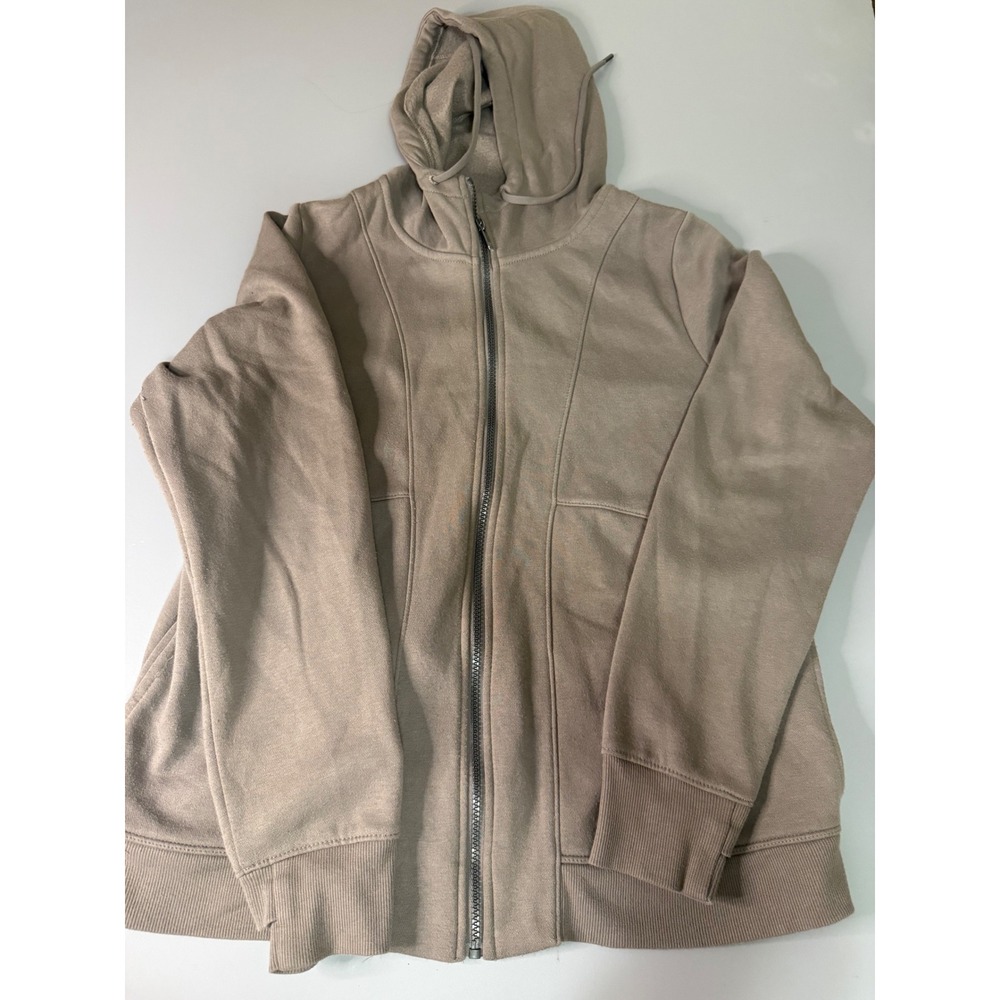 All in Motion Womens XL Full Zip Hoodie Taupe Brown Fleece Sweatshirt Activewear